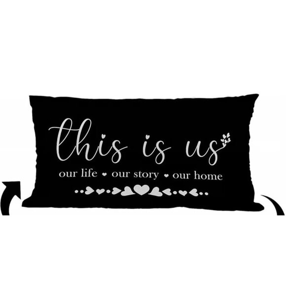 This is Us Farmhouse Pillow Covers Reversible 20x12 Home Sweet BLACK family - Picture 4 of 6